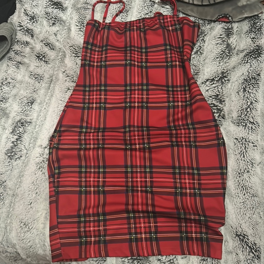Mini plaid red dress